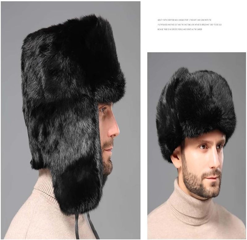 WUODHTW Men's Winter Ushanka Earflap Trooper Hat Aviator Windproof Hat Faux Fur Warm Hat Ski Beanies Cap Berets Skull caps - Image 4